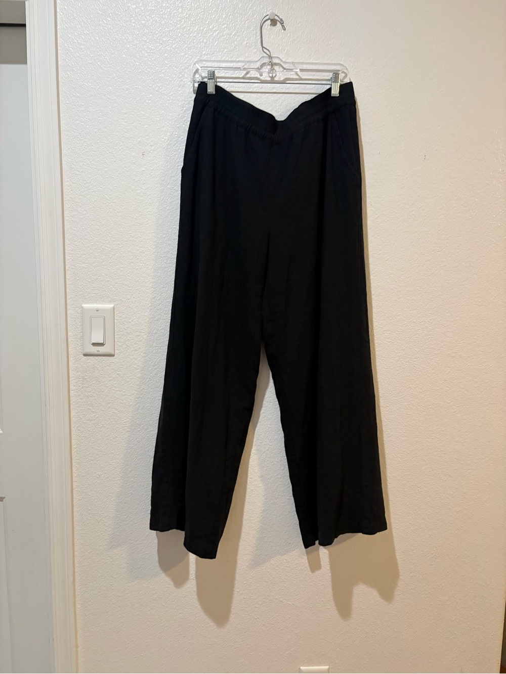 Marine Layer Black Wide-Leg Pull-On Pants lightweight